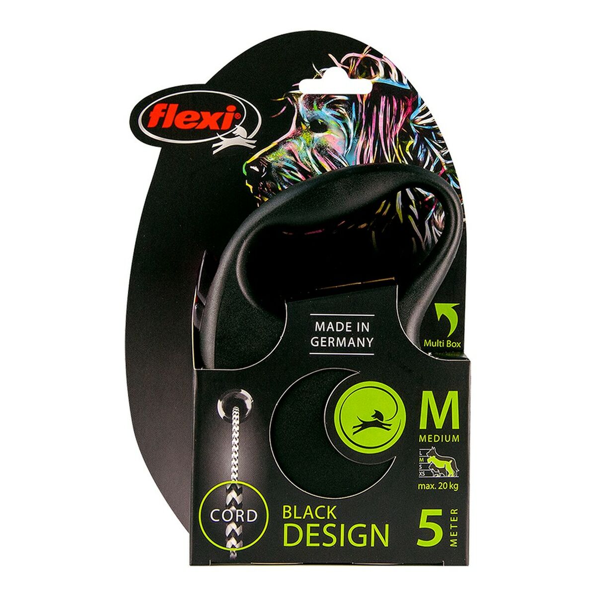 Pasji svinec Flexi BLACK DESIGN 5 m Velikost M Silver
